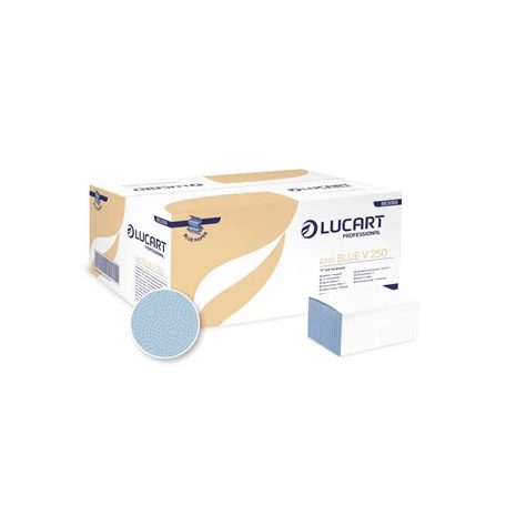 Kéztörlő 1 rétegű V hajtogatású kék 250 lap/csomag 20 cs/karton V 250 Easy Blue Lucart_863066
