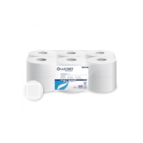 Toalettpapír 2 rétegű közületi átmérő 19 cm 100 % cellulóz 12 tekercs/karton 19 J PLUS Strong Lucart_812201J hófehér