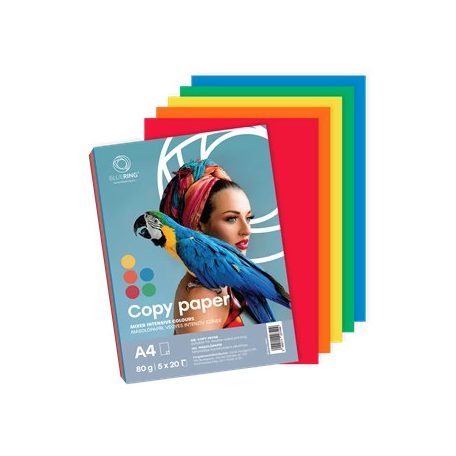 Másolópapír, színes, vegyes színek A4, 80g 5x20 ív/csomag, intenzív színes